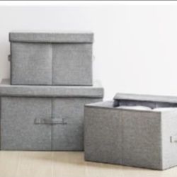Large Storage Bins with Lids, Decorative Storage Boxes Fabric Cotton, Foldable