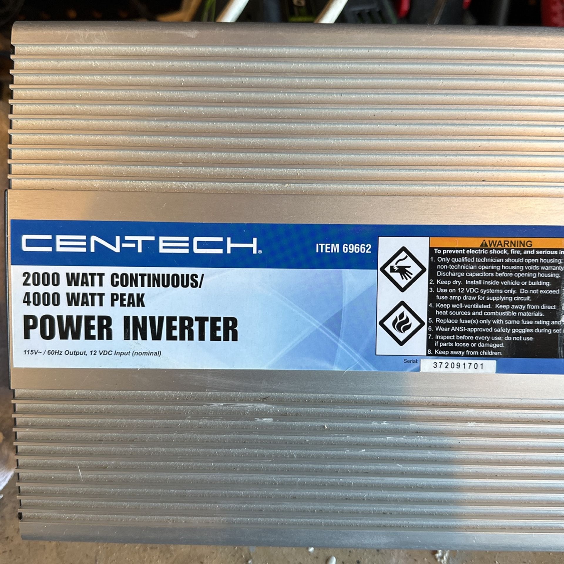 Power Inverter- CEN-TECH 2000 watt Continuous/4000 Watt Peak