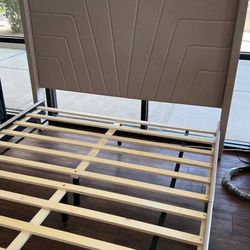 Beige Queen Size Bed Frame 