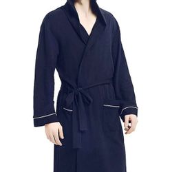 Mens Cotton Robe Lightweight Knit Bathrobe Bath