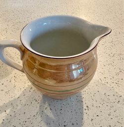 Vintage Ceramic Pitcher with Striped Glaze
