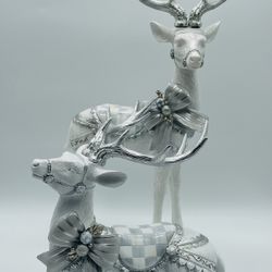 MacKenzie Childs Crystal Palace White Reindeer (2) NEW Standing Deer 17.75 tall