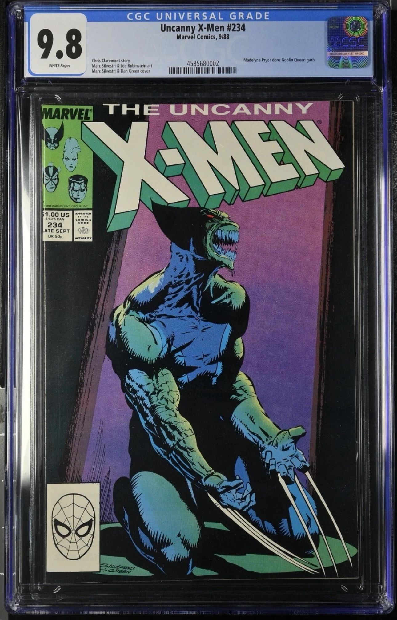 X-Men #234 - CGC 9.8 - White Pages - Marvel 1988