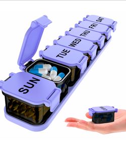 EXTRA LARGE WEEKLY PILL ORGANIZER XL VITAMIN HOLDER WITH 7 DETACHABLE COMPARTMENTS CASE FOR HOME AND TRAVEL