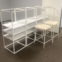 8 Stands and 2 stools