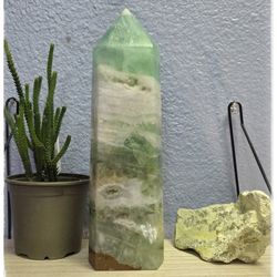 9" HUGE 3.6lb Caribbean Calcite Tower - UV Reactive Blue Glow with Druzy Pockets