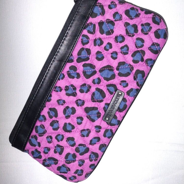 Victoria's Secret Purple Leopard Print Wristlet Clutch Purse