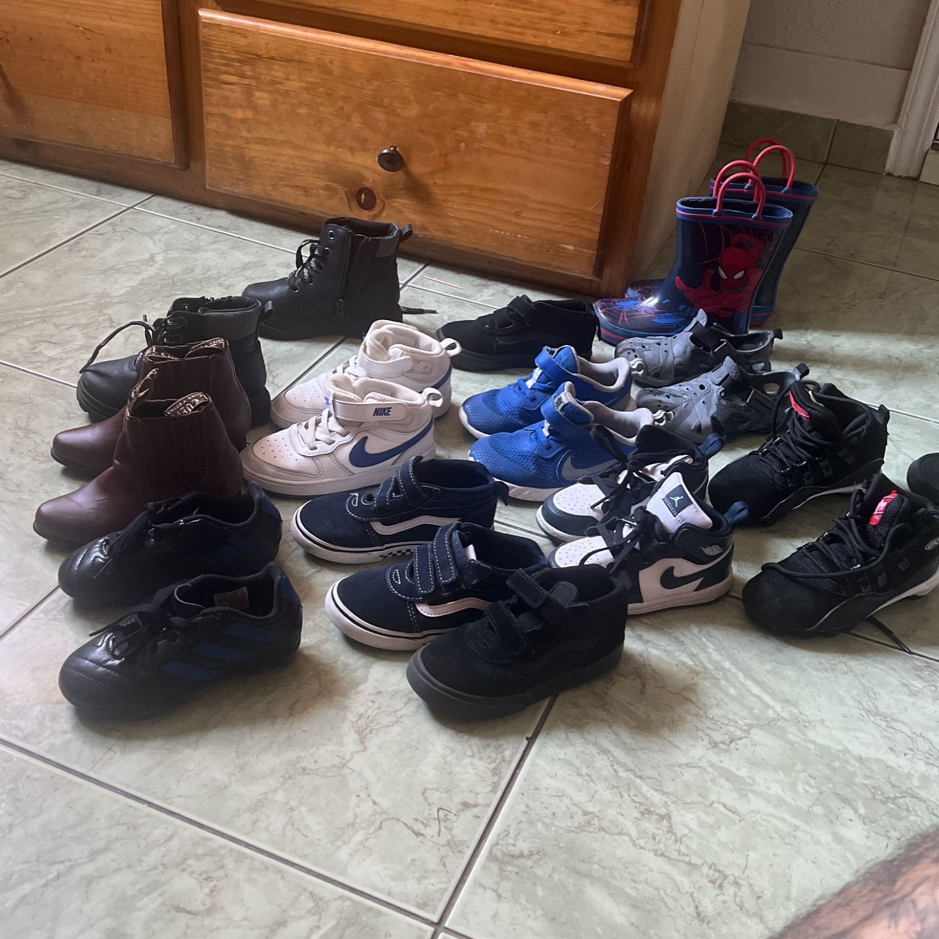 Nike Jordans Sketchers Adidas Soccer Cleats Rawlings Baseball Cleats Spider Man Water Boots Cowboy Boots New Vans