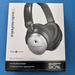Audio-Technica QuietPoint ATH-ANC7b-SViS headphones With Case. New In Box