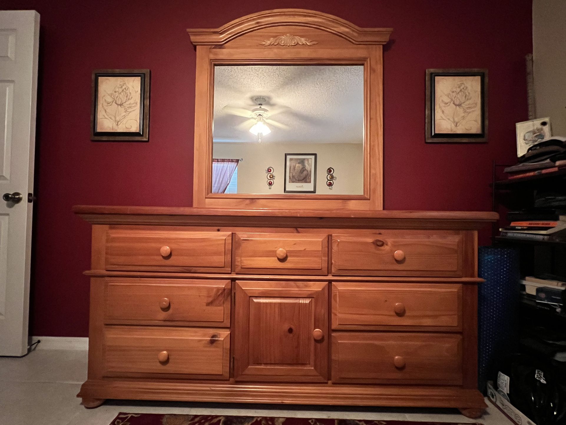 Solid Wood Queen Headboard & Dresser