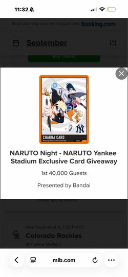 NARUTO Night - NARUTO Yankee Stadium Exclusive Card Giveaway