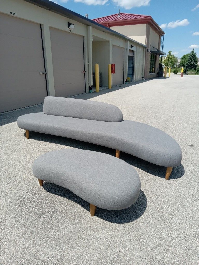 (Barely Used) Kardiel Kidney Bean Sofa & Ottoman - MCM Mid Century Modern