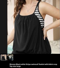 Two piece Women’s Black Tank Top Swimwear . Size 2XL