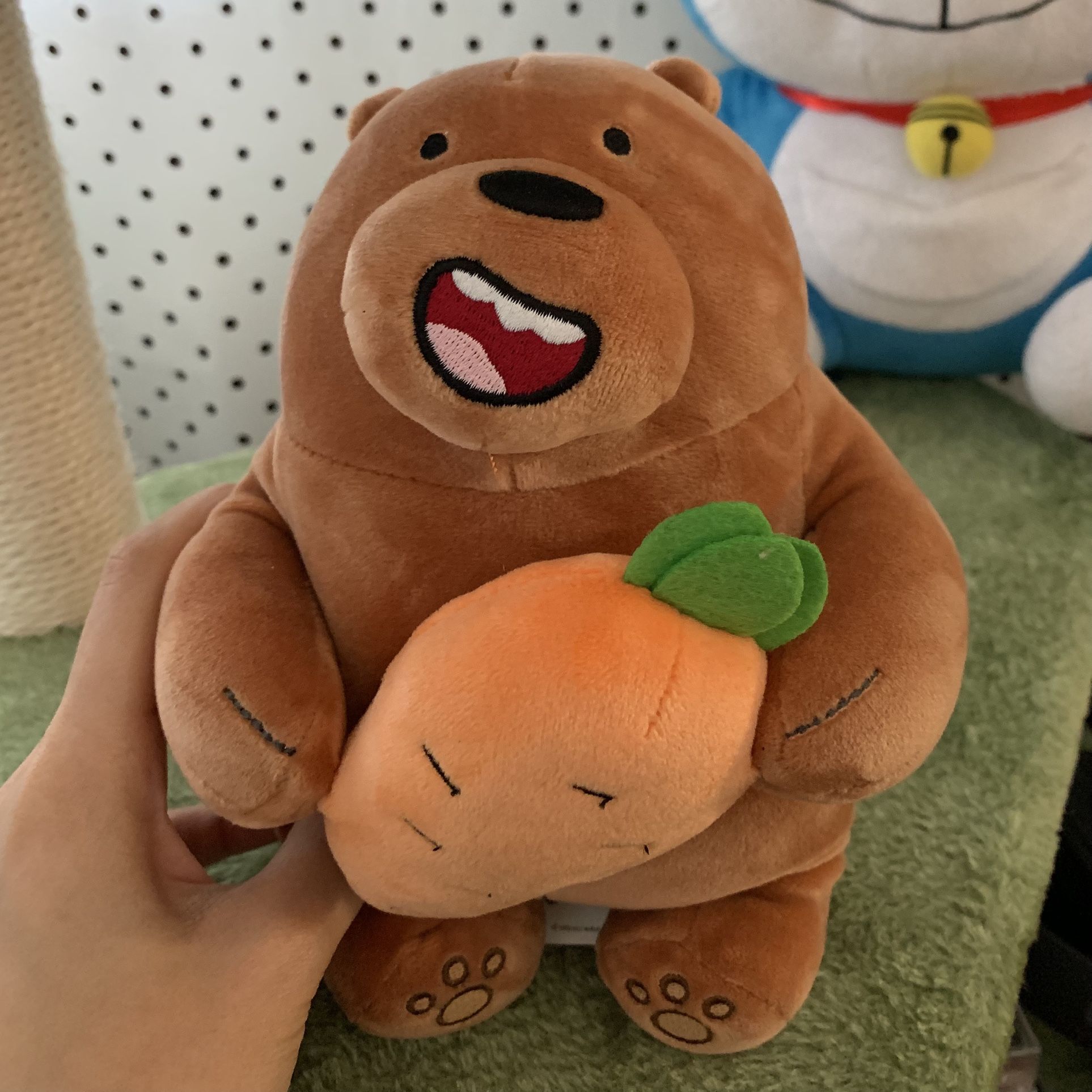 MINISO x Cartoon Network We Bare Bears Grizzly w/ Carrot Plush Stuffed Animal 9"