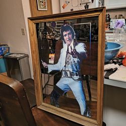 Vintage Elvis Presley Bar Mirror – “The King Lives On”
