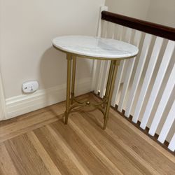 End Table - Brass Metal And Marble