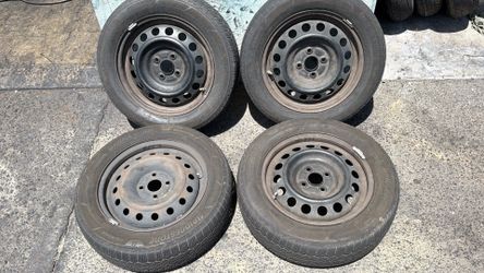 Stock Steel 15 Inch Wheels With Old Tires 4x100mm Toyota, Honda, Mazda