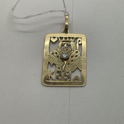 CARD PENDANT 14KT YELLOW GOLD, 6.7 GRAMS, .15 CTW NATURAL DIAMONDS. 