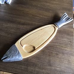 NEW Vintage Macy’s Wood Fish Serving Tray 