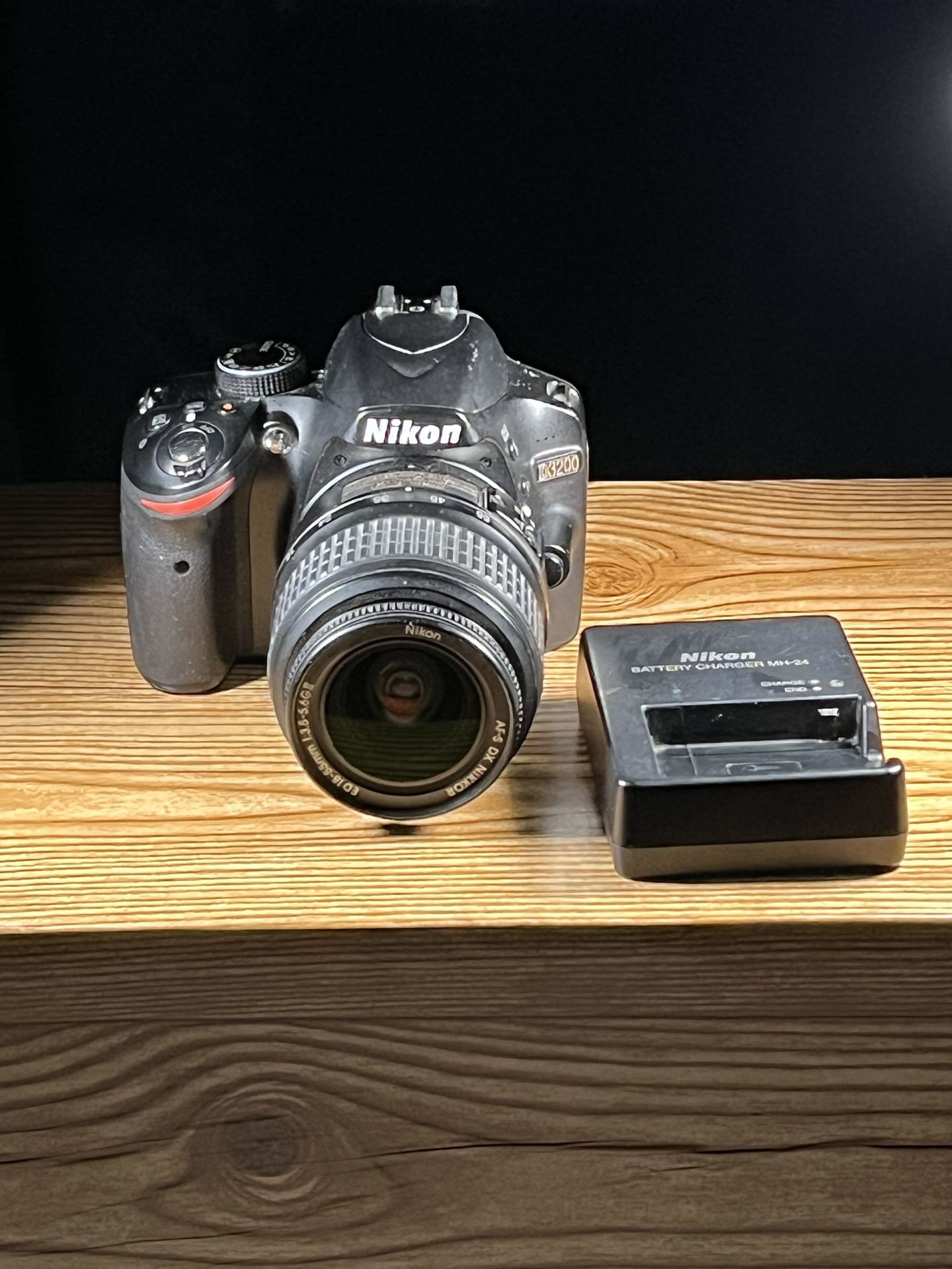 Nikon D3200 with lens and charger