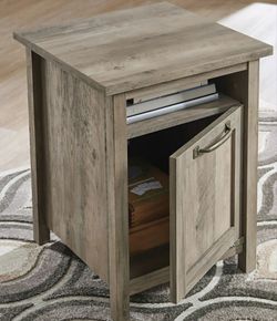 2 Modern farmhouse table with USB rustic gray finish