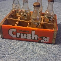 Vintage Miniature Orange Crush Crate & Bottles 
