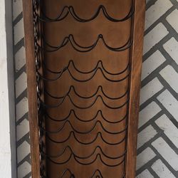 Vintage Wood And Metal Wine Bottle Storage Tower