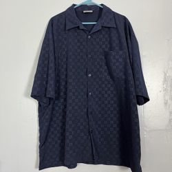 Rare Vintage Gucci GG Monogram Embossed Button Shirt