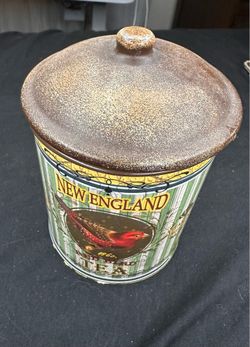 Vintage New England Tea canister produced by Tone World