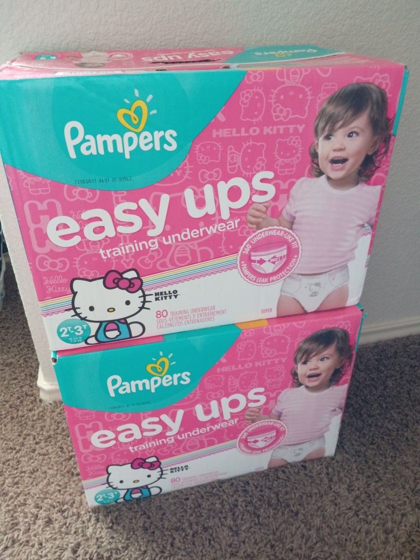 Pampers EASY UPS  Hello Kitty 2T/3T 160 Total Diapers.