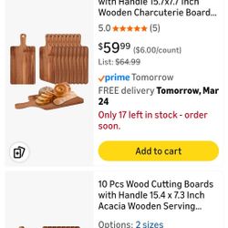 10 Pcs Wood Cutting Board with Handle