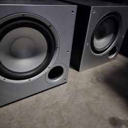 2 Polk Audio PSW10 10" Home Audio Powered Subwoofers