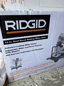 NEW- Rigid 12in. Dual Bevel Sliding Miter Saw With Stand