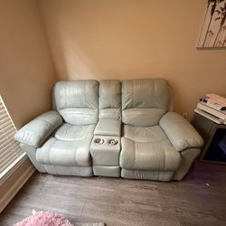 Leather love seat sofa