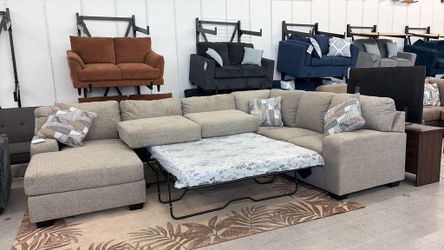 Newellen Fabric 3 pc Sectional Sofa Sleeper