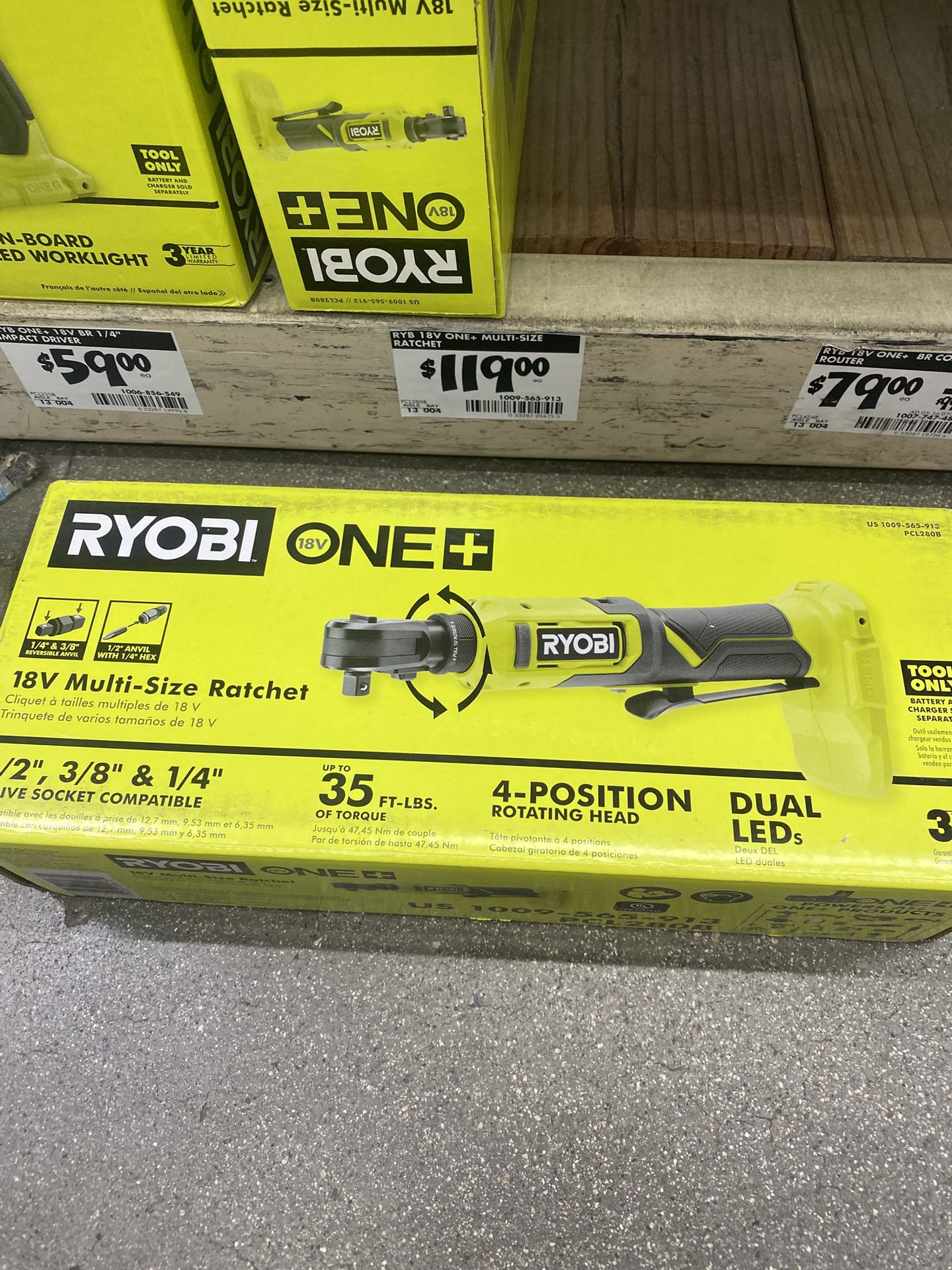 New 3/8, 1/4” 1/2” Ratchet Ryobi One + Converts To Different Sizes 18v