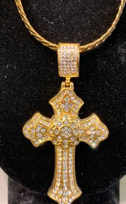 Stainless Steel Iced Out Cross and Chain combo