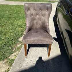 Brown Faux Suede Leather Chair