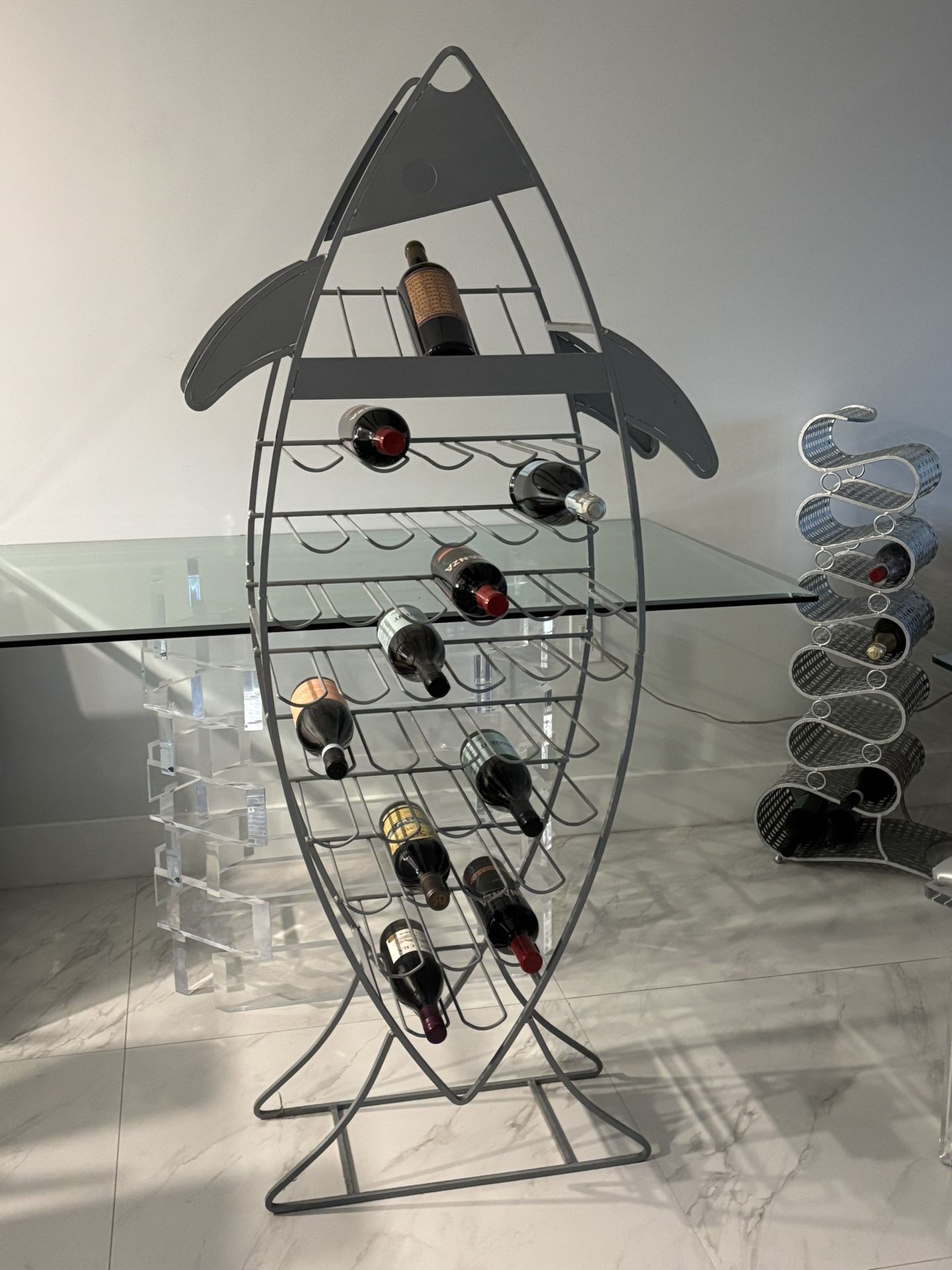 French Mid Century Fish 45 Bottles Wine Holder