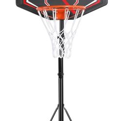 Yaheetech 32" Portable Basketball Hoop Goal System 7-9ft Height Adjustable Polyethylene Backboard for Indoor/Outside w/Sturdy Rim & Wheels

