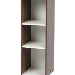 IRIS 3 Shelf 12" Space Saving Cube Organizer with Height Adjustable Narrow Shelves, Walnut Brown