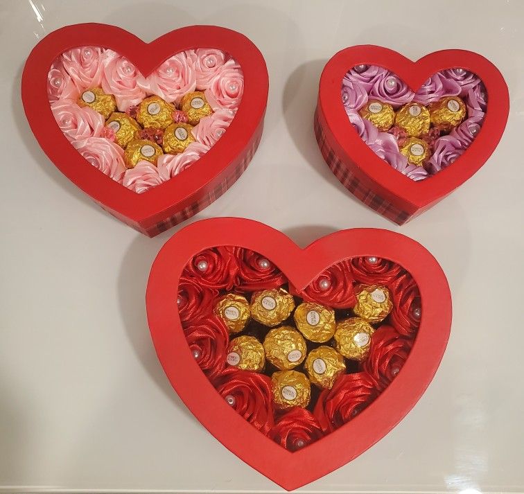 Ribbon Flowers And Candy Box $30(L)-$25(M)-$20(S)