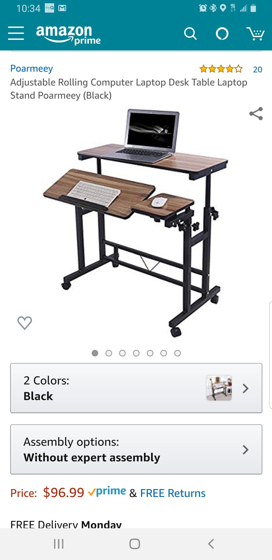 Adjustable Rolling Computer Laptop Desk