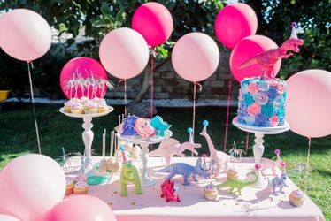 Set of girly Dinosaurs wearing party hats! 5 xlarge, 10 medium size dinosaurs