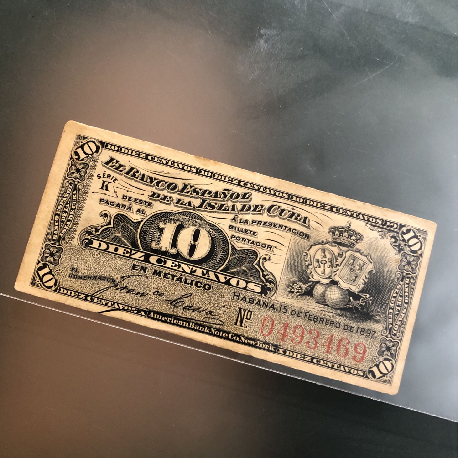 Vintage Banknote 10 Centavos From 1897