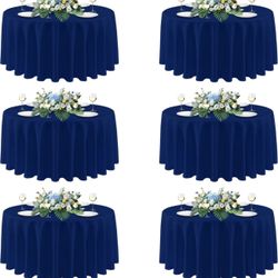 sancua Navy Blue Round Tablecloths 120 Inch, 6 Pack X(400)