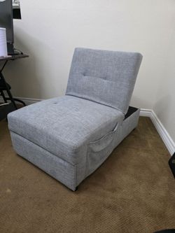 Gray Fold-Out Sleeper Chair Ottoman