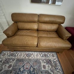 Leather Loveseats & Chair And Ottoman 