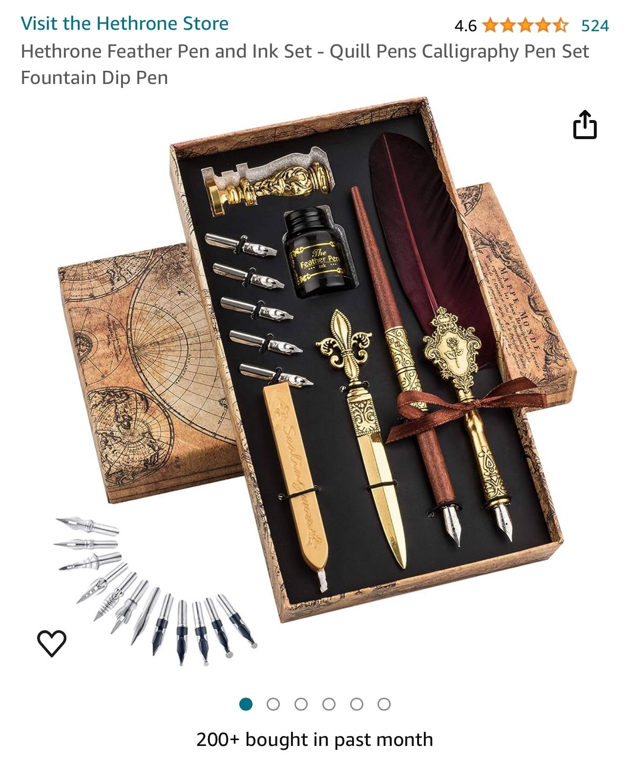 Feather Pen and Ink Set - Quill Pens Calligraphy Pen Set Fountain Dip Pen