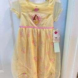 Disney Princess Belle Beauty And The Beast 4T Yellow Nightgown Dress
